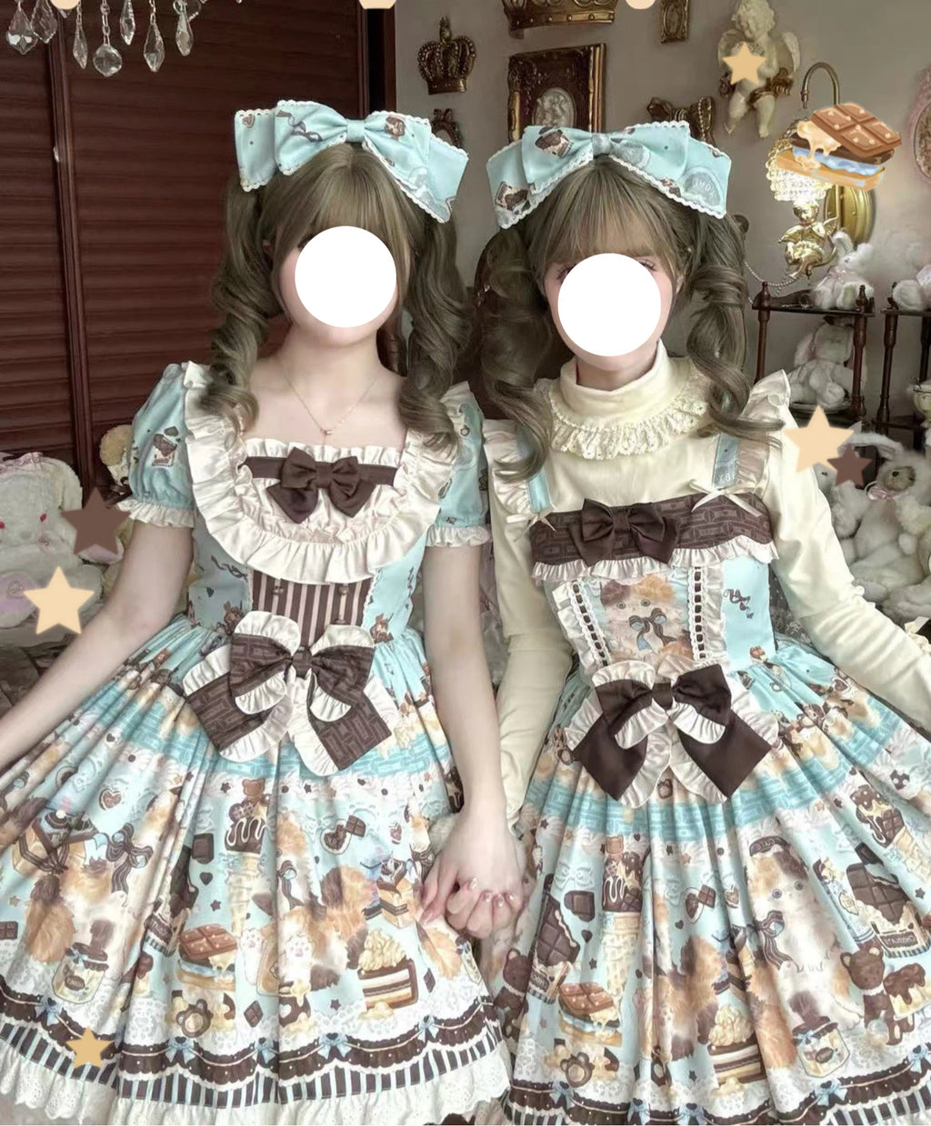 Sweet Lolita Honey Chocolate Cream Cake Dress Dessert Printed