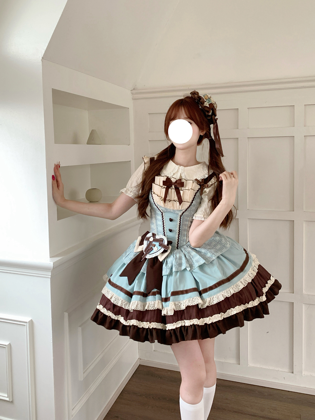 Sweet Lolita Mint Chocolate JSK Set Plus Size with Short Long Sleeve