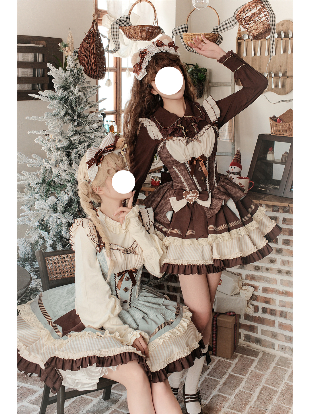 Sweet Lolita Chocolate Themed Cake Dress Brown Cream Ruffled Jumperskirt