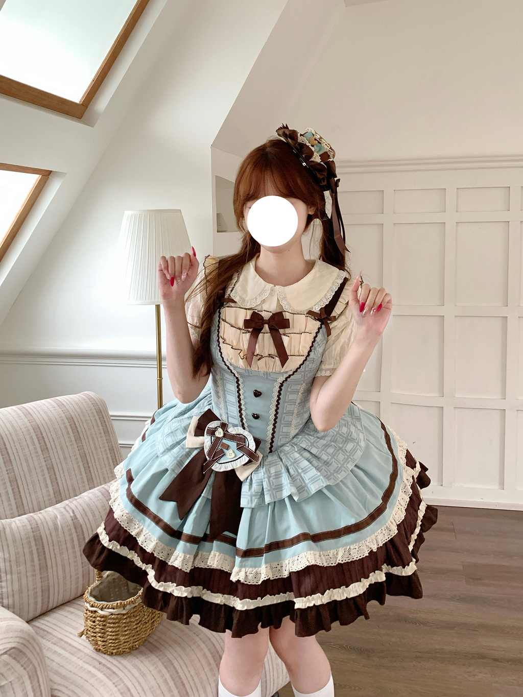 Sweet Lolita Mint Chocolate JSK Set Plus Size with Short Long Sleeve