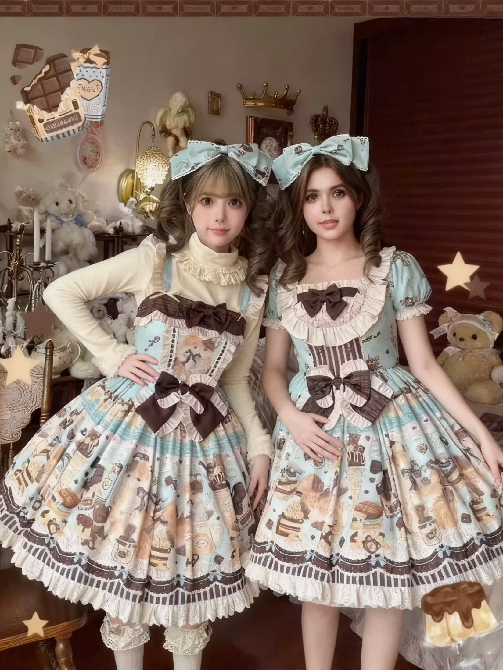 Sweet Lolita Honey Chocolate Cream Cake Dress Dessert Printed