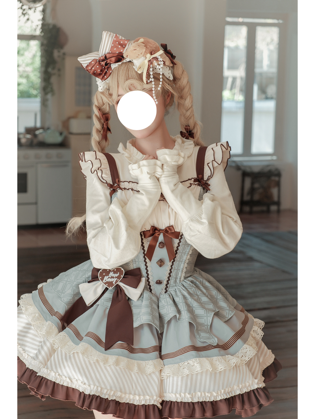 Sweet Lolita Chocolate Themed Cake Dress Brown Cream Ruffled Jumperskirt