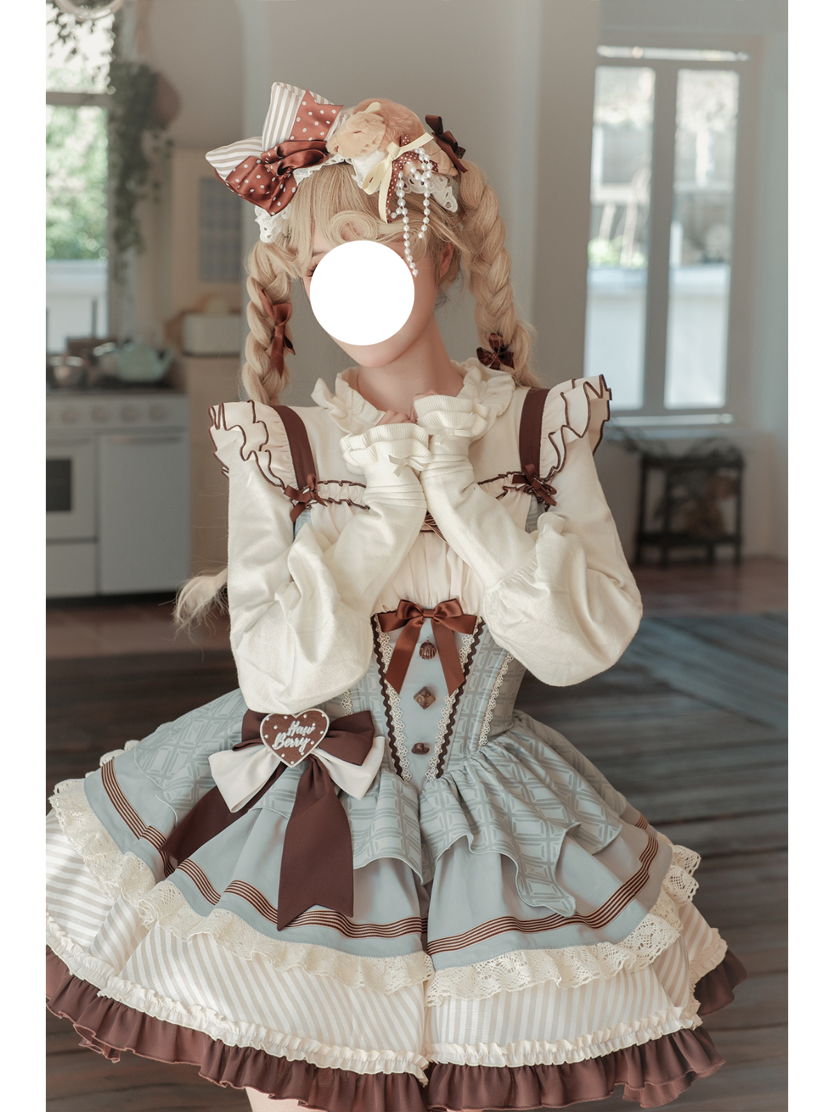 Sweet Lolita Chocolate Themed Cake Dress Brown Cream Ruffled Jumperskirt