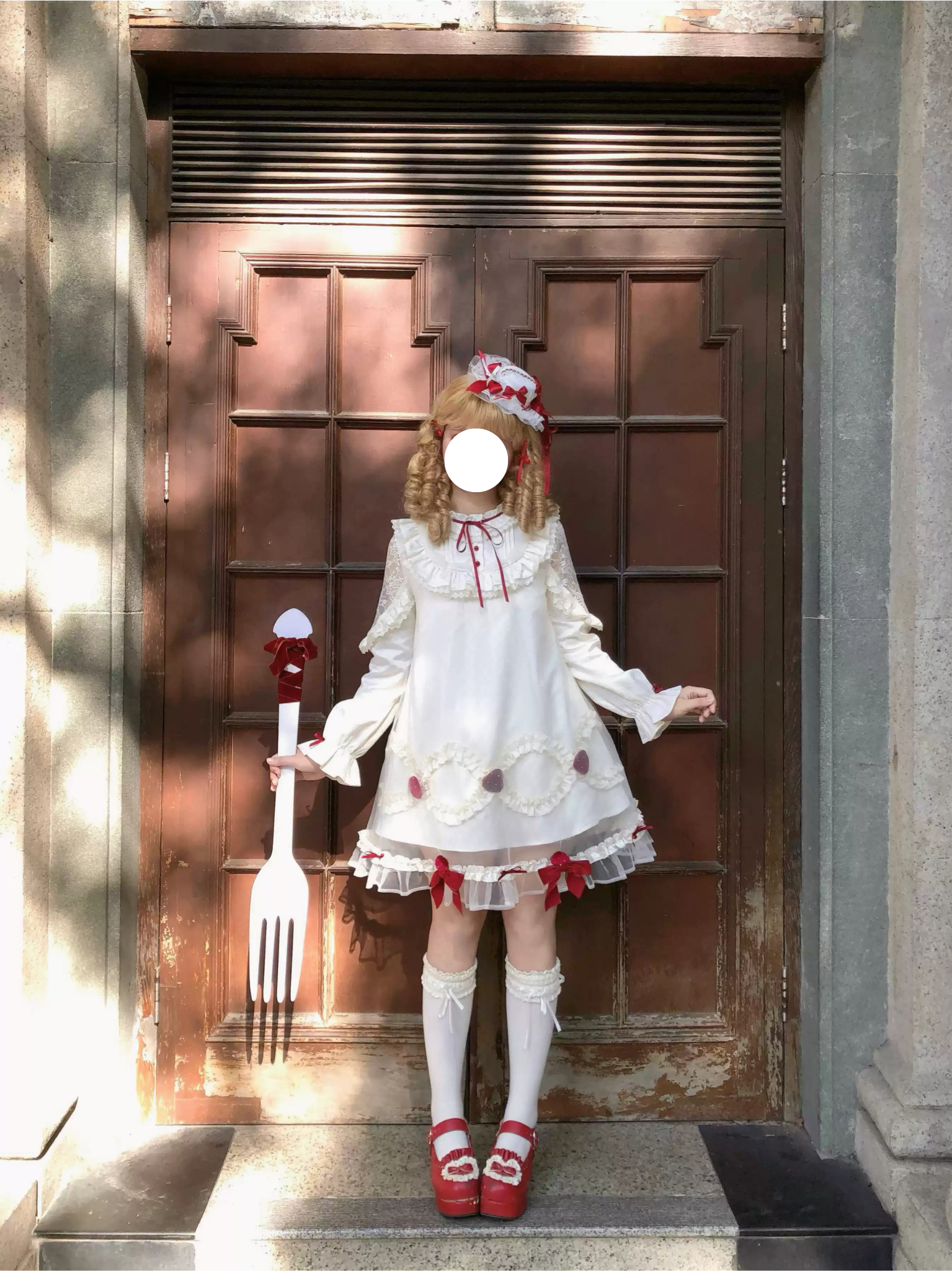 Sweet Lolita Strawberry Cream Cake OP Dress Doll-Style Long-Sleeve Gown