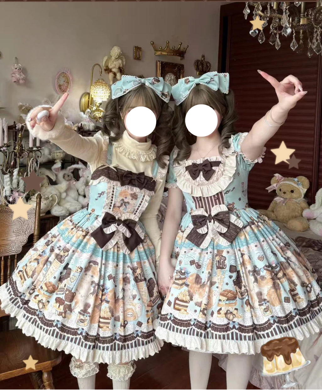 Sweet Lolita Honey Chocolate Cream Cake Dress Dessert Printed