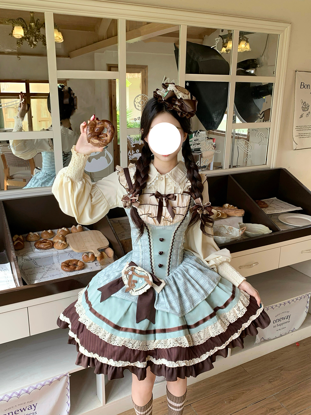 Sweet Lolita Mint Chocolate JSK Set Plus Size with Short Long Sleeve