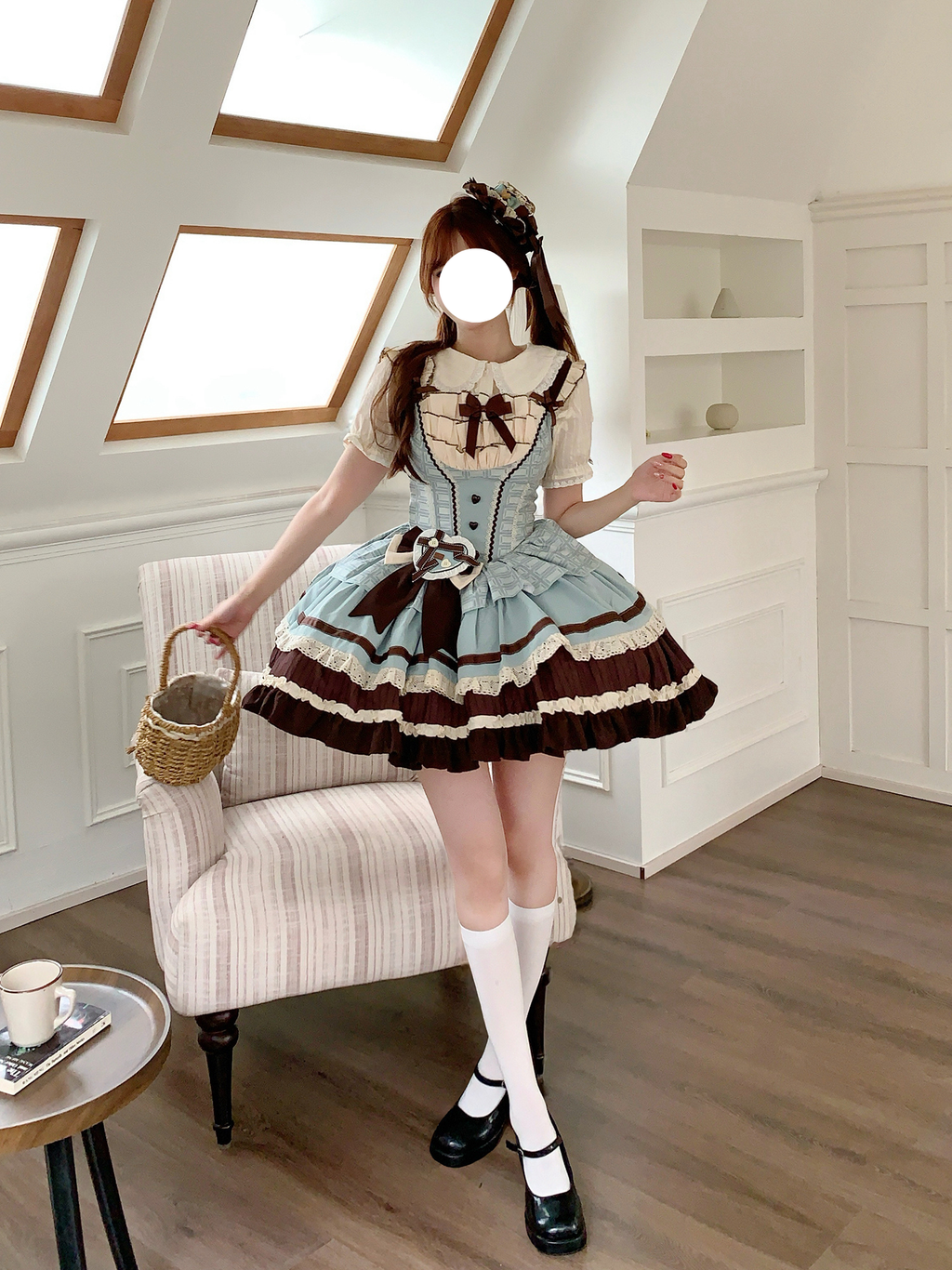 Sweet Lolita Mint Chocolate JSK Set Plus Size with Short Long Sleeve